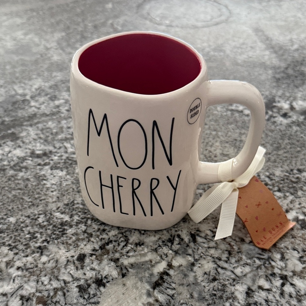 Rae Dunn White Mug with Pink Interior — MON CHERRY